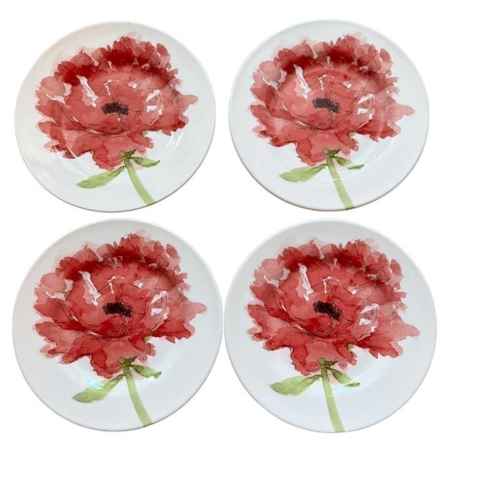 4 Royal Stafford RED POPPY 8 1/2" Salad Plates